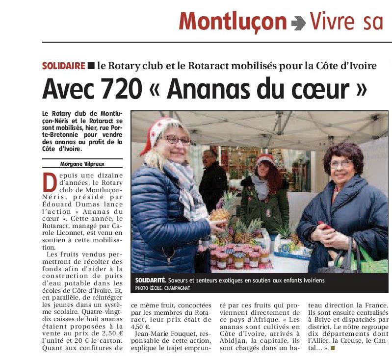 La Montagne du 24 décembre 2017. Ananas du coeur